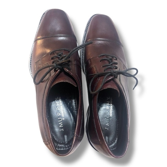 Johnston & Murphy Novick Cap Toe Oxford Burgundy Dress Shoes Size 10.5W